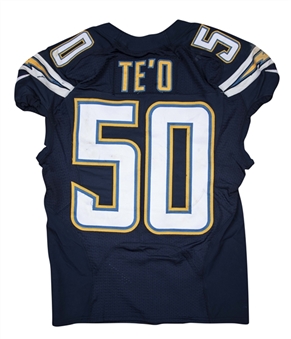 2014 Manti Teo Game Used San Diego Chargers Home Jersey Photo Matched To 12/14/2014 (Chargers/MeiGray)